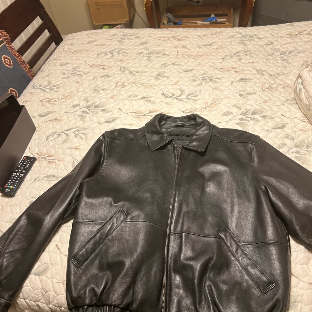 Black Leather Bomber Jacket with Classic Style
